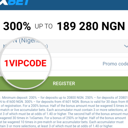 1xBet Promo Code 1VIPCODE for February 2024 in Nigeria