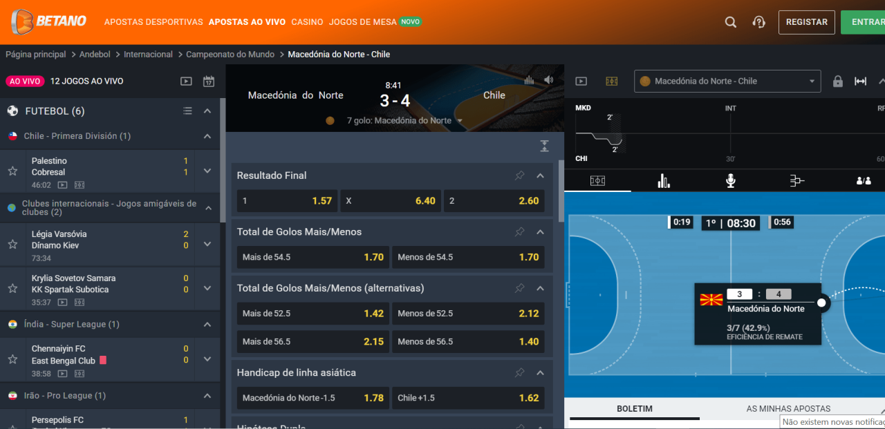 Apostas ao vivo na Betano