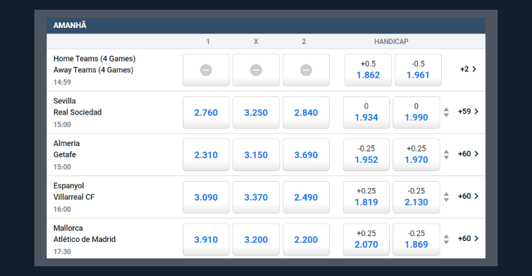 doze opções de apostas