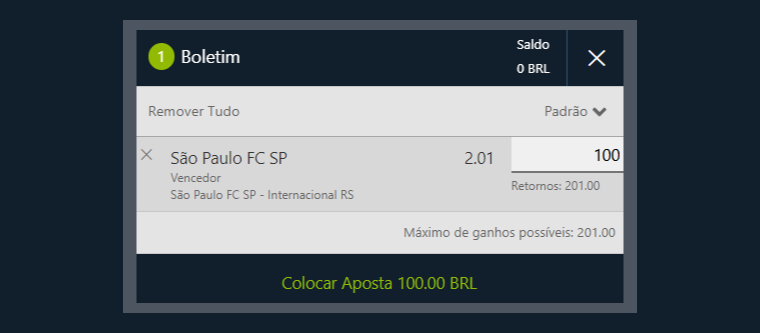 informar o valor que você deseja apostar