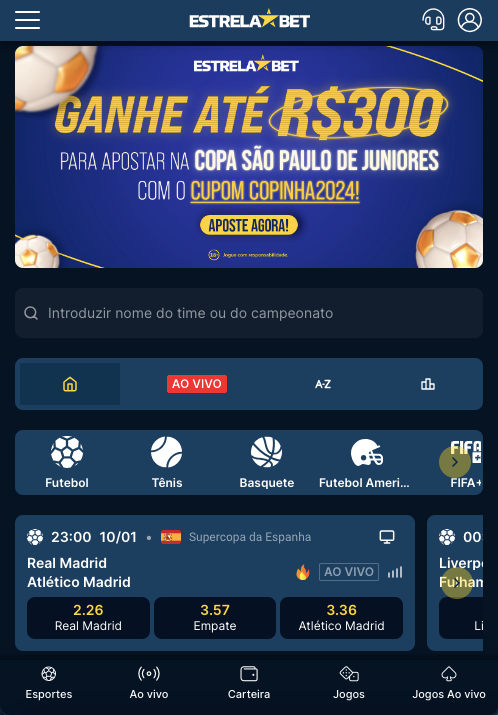 Página principal de uma das líderes do setor Estrela Bet
