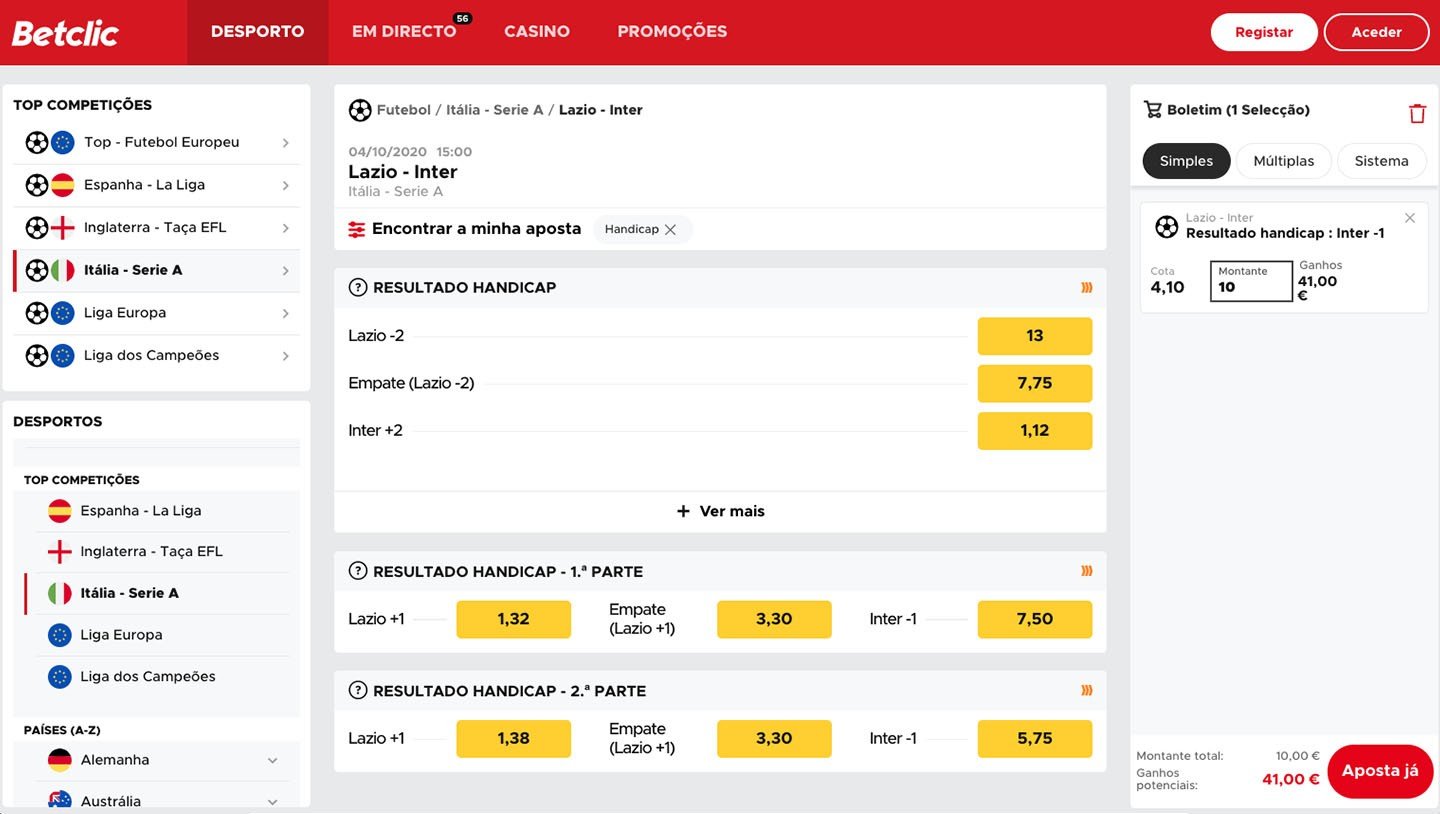 O que é o handicap Betclic?