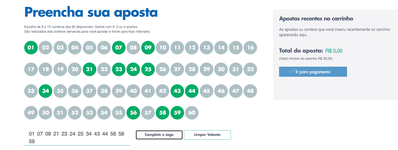 como preencher o jogo da Mega Sena