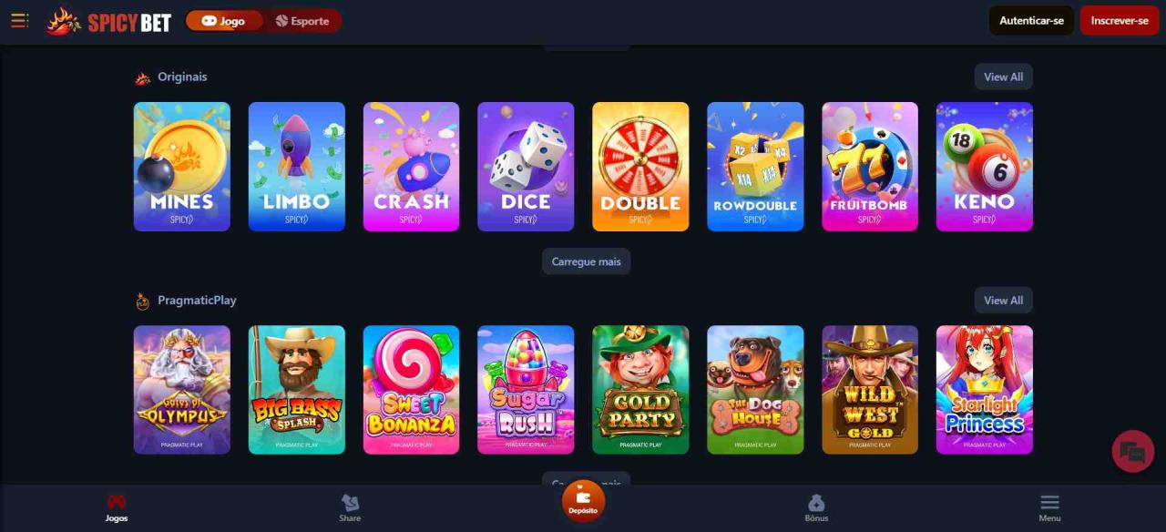 Spicy Bet Casino jogos
