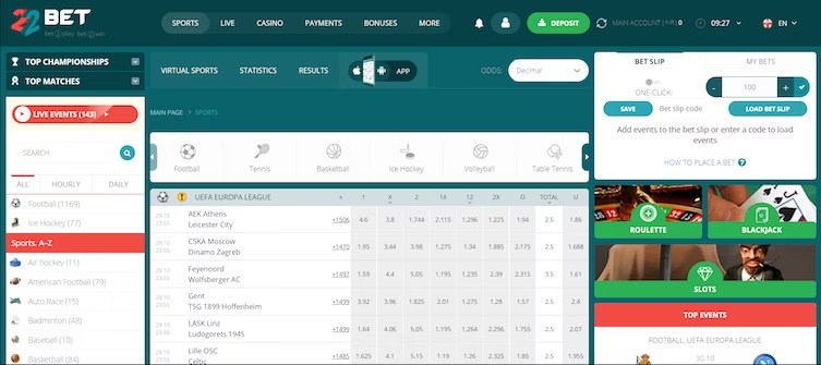 APOSTAS ESPORTIVAS 22BET